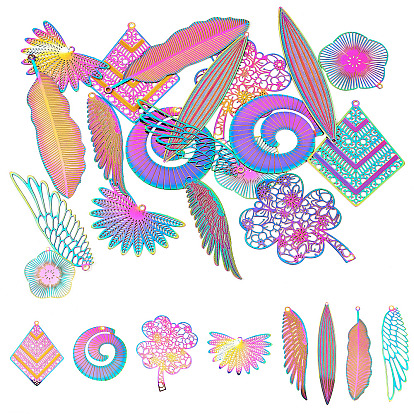 18 шт 9 стили 201 подвески из нержавеющей стали, гравированные металлические украшения