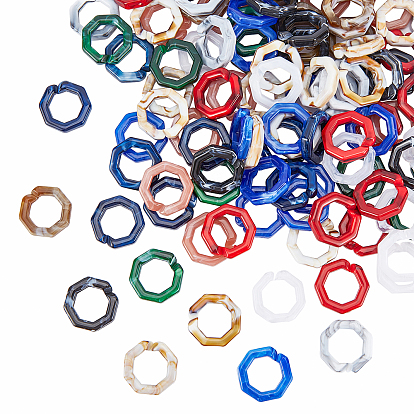 300g 10 anneaux de liaison en acrylique de couleurs, connecteurs à liaison rapide, pour la fabrication de chaînes de bijoux, style de pierres fines imitation, octogone