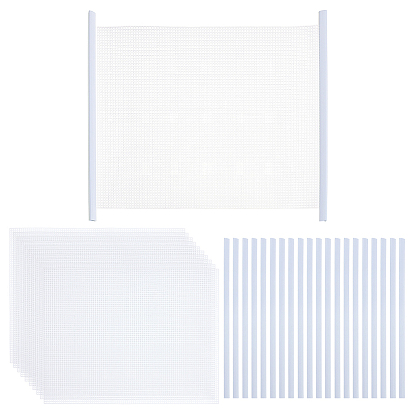 10шт. прямоугольные пластиковые сетчатые холсты, для вышивания, изготовление акриловой пряжи, трикотажные и вязаные проекты, с 30шт. переплетными планками