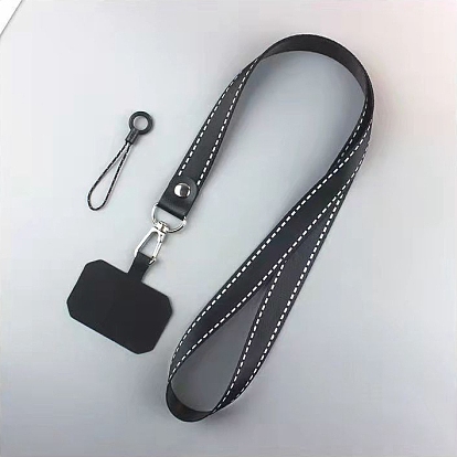 Polyester Adjustable Detachable Polyester Neck Lanyard, with Plastic Pads & Alloy Findings Holder