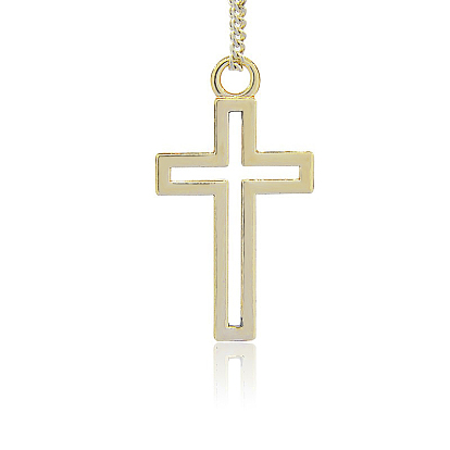 Nickel Free & Lead Free Alloy Cross Pendants, Long-Lasting Plated, 38x21x1.5mm, Hole: 3.5mm
