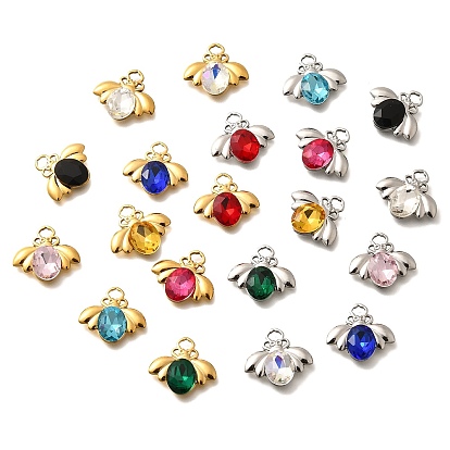 304 подвески из нержавеющей стали, со стразами, реальный 18 k позолоченный, ионное покрытие (ip), Пчелы