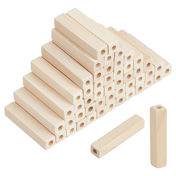 50шт. необработанные деревянные европейские бусины, бусины с большим отверстием, кубоид