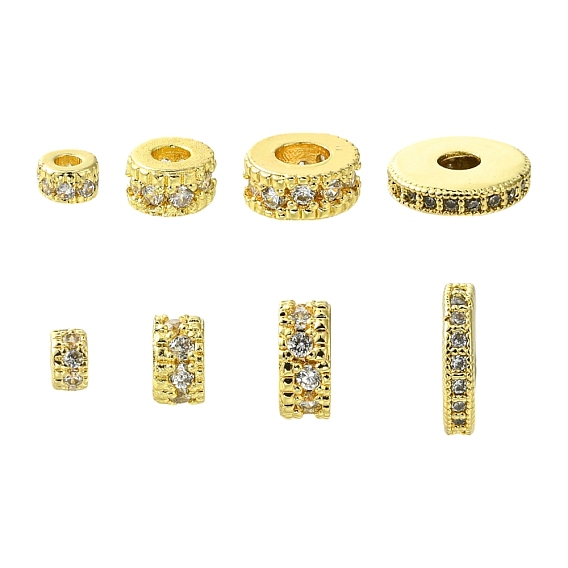 8 шт 4 стили латунные бусины из кубического циркония микропаве, плоско-круглые
