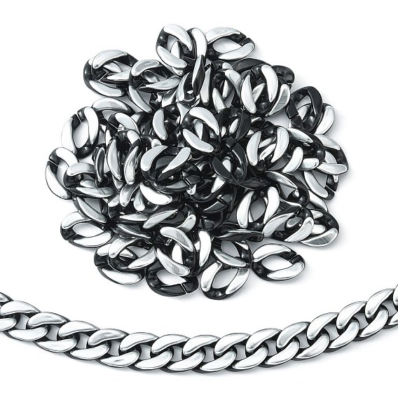 100 Акриловые соединительные кольца с серебряным покрытием, соединитель быстрой ссылки, для изготовления бордюрных цепей, витых овальных