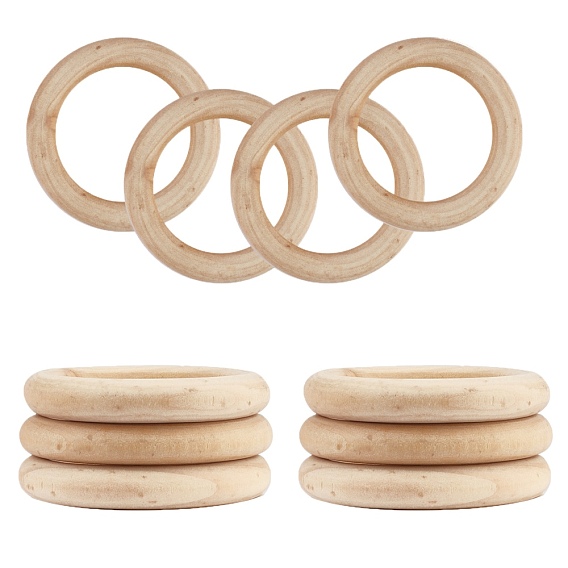 Unfinished Wood Linking Rings, Original Color Wooden Ring, Round Ring