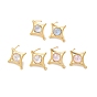 Фурнитура для сережек-гвоздиков из латуни и стекла в форме звезды, без никеля , реальный 18 k позолоченный