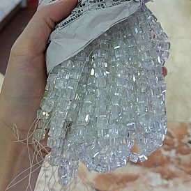 Electroplate Transparent Glass Beads Strands, Faceted, Square