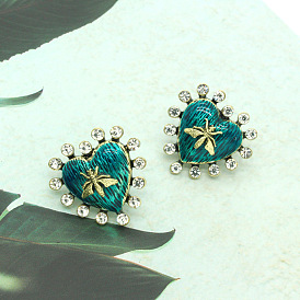 Fashionable Heart-shaped Water Diamond Bee Earrings for Women