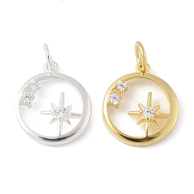 925 Кольцо из стерлингового серебра с прозрачными кубическими цирконами и подвесками в виде звезд, с перемычками и 925 штампом