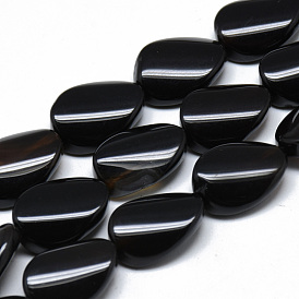  Brins de perles d'onyx noir naturel, teint, torsion ovale  