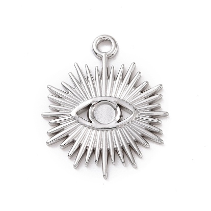 304 Stainless Steel Pendant Cabochon Settings, Sun with Eye