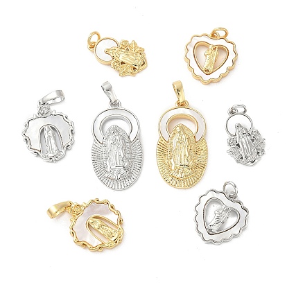 Латунные подвески из натуральной белой ракушки в стиле религии, долговечный, без свинца и без кадмия, стойки покрытие