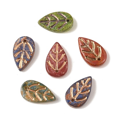 Стеклянные кулоны с краской для выпечки, очарование листа, металла обвитые