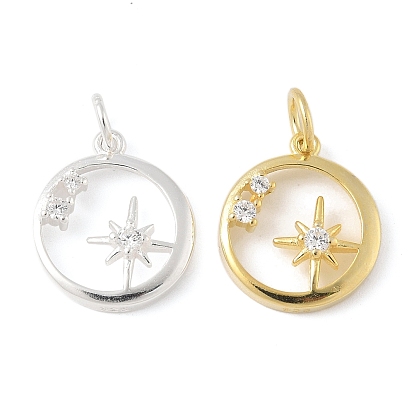 925 Кольцо из стерлингового серебра с прозрачными кубическими цирконами и подвесками в виде звезд, с перемычками и 925 штампом