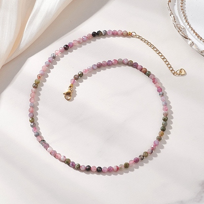 4.5мм ограненные круглые бусы из натурального турмалина, с 304 из нержавеющей стали Lobster Claw застежками