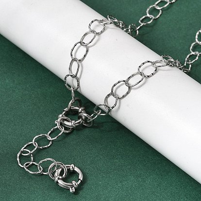 6.5мм 201 Цепочки из нержавеющей стали с текстурированными овальными звеньями, унисекс, не тускнеет