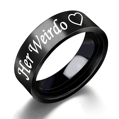 Stainless Steel Plat Finger Ring, Word Jewelry for Women