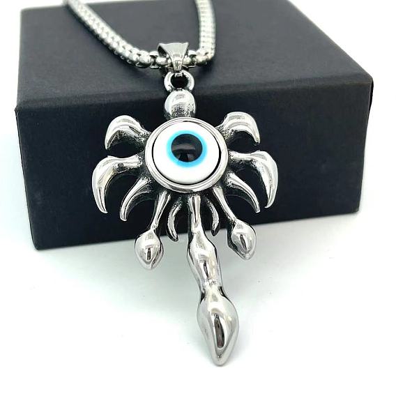 Винтажные ожерелья из нержавеющей стали в стиле хип-хоп с кулоном «Сглаз» для мужчин и женщин