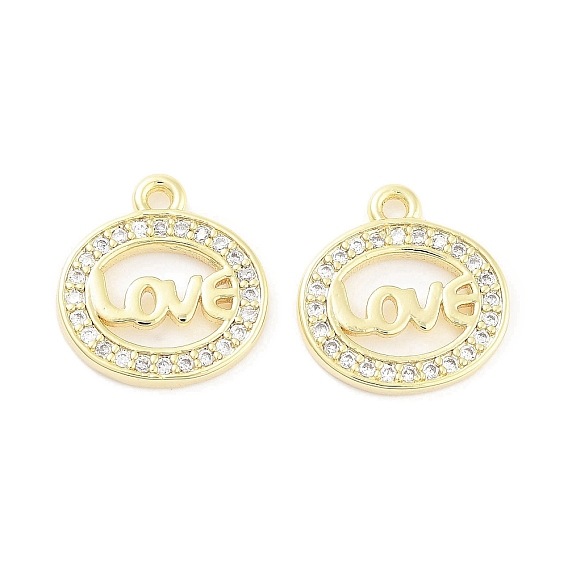 Латунные микропаве прозрачные подвески с фианитом, овальные с любовью