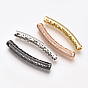 Brass Micro Pave Cubic Zirconia Tube Beads, Hollow, Clear