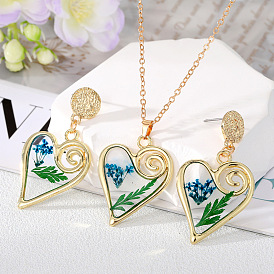 Chic Eternal Flower Heart Jewelry Set with Earrings and Necklace
