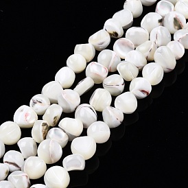 Natural Trochid Shell/Trochus Shell Beads Strands, Bleach, Nuggets
