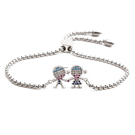 Stainless Steel Devil Eye Adjustable Women's Bracelet Chain