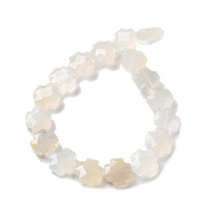 Natural White Agate Beads Strands, Faceted, Cross