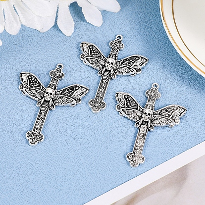 Подвески из сплава в готическом стиле, бабочка с черепом, с петлей