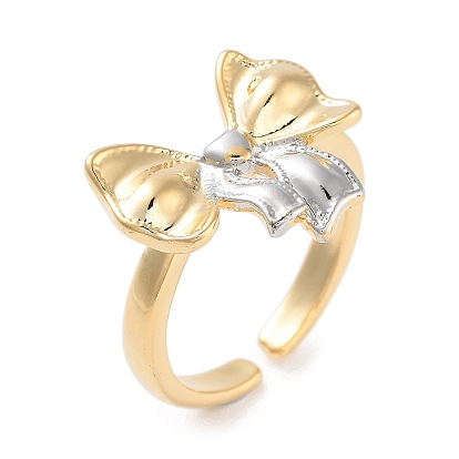 Кольцо-манжета с латунным бантом для женщин, без кадмия и без свинца, настоящее 18 к позолота и платина