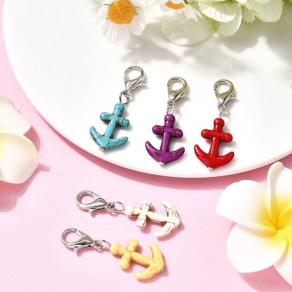 Подвесные украшения в виде якоря из синтетической бирюзы, Застежки-когти из цинкового сплава, подвески для украшений сумок