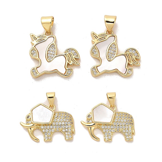 Латунные микропаве прозрачные подвески с фианитом, без кадмия и без свинца, с оболочкой, реальный 18 k позолоченный