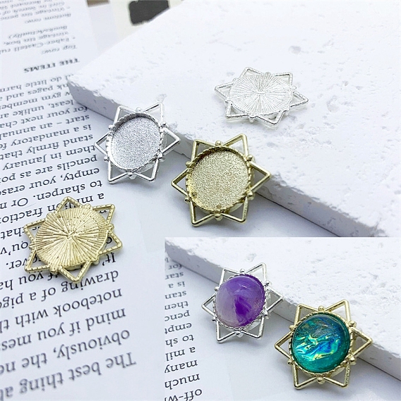 Alloy Pendant Cabochon Setting, Star of David
