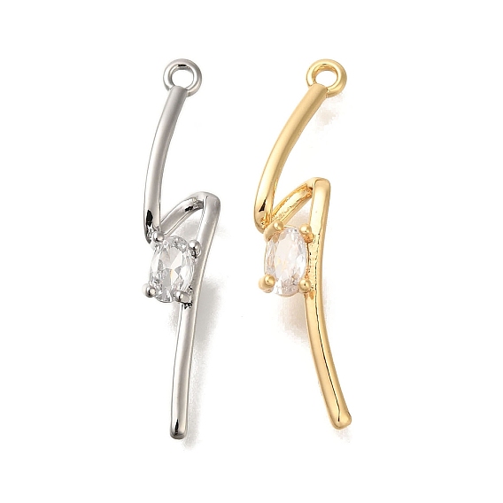 Латунные микропаве прозрачные подвески с фианитом, без кадмия, без никеля и без свинца, волнистые подвески
