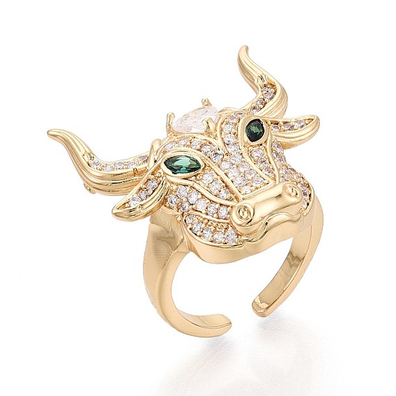 Открытые кольца манжеты из латуни с микропаве и кубическим цирконием, крупный рогатый скот