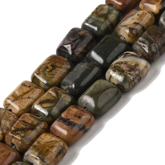 Natural Picasso Jasper Beads Strands, Rectangle