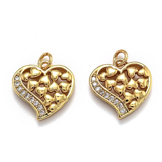 Латунные микро проложить кубического циркония подвески, долговечный, с прыжковых колец, сердце