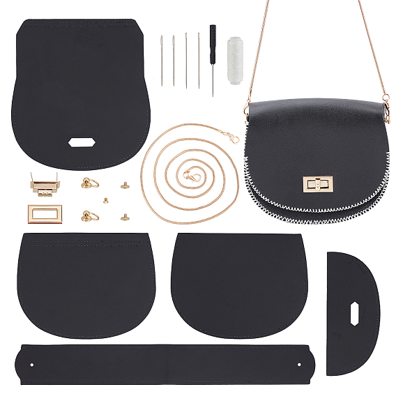 DIY Purse Making Kits, including Imitation Leather Covers and Alloy Findings