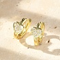 Серьги-кольца из латуни с микропаве и прозрачным кубическим цирконием в форме сердца, без свинца и без кадмия, долговечный