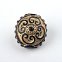 Flat Round Plating Acrylic Beads, Golden Metal Enlaced, 14.5x12mm, Hole: 1mm, about 420pcs/500g