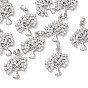 SHEGRACE Brass Clear Cubic Zirconia Pendants, Tree Charms, Cadmium Free & Lead Free & Nickel Free