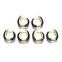Brass Micro Pave Cubic Zirconia Huggie Hoop Earrings, Nickel Free, Ring, Real 16K Gold Plated