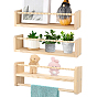 Wood Wall-mounted Holder, with Plastic Plug & Iron Findings, Rectangle