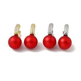 Boucles d'oreilles créoles pendantes en plastique rouge avec zircone cubique transparente, boucles d'oreilles à charnière en laiton pour femme, sans plomb et sans cadmium et sans nickel