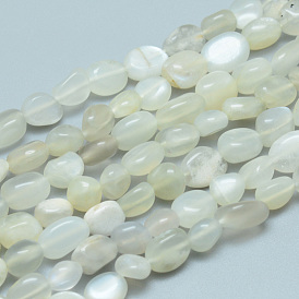 Natural Grey Moonstone Beads Strands, Tumbled Stone, Nuggets