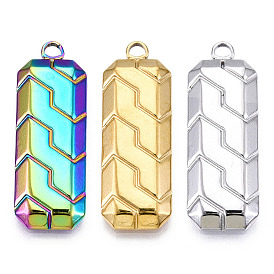 304 Stainless Steel Pendants, Rectangle Charm