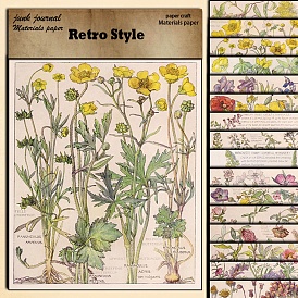 20Pcs Retro Flower Pattern Scrapbook Paper, Collage Creative Journal Decoration Backgroud Sheets