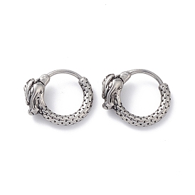304 Stainless Steel Dragon Hoop Earrings for Men Women