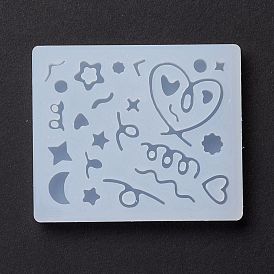 Line & Flat Round & Heart & Star & Flower & Moon Filling Silicone Molds, Resin Casting Molds, for UV Resin & Epoxy Resin Jewelry Craft Making